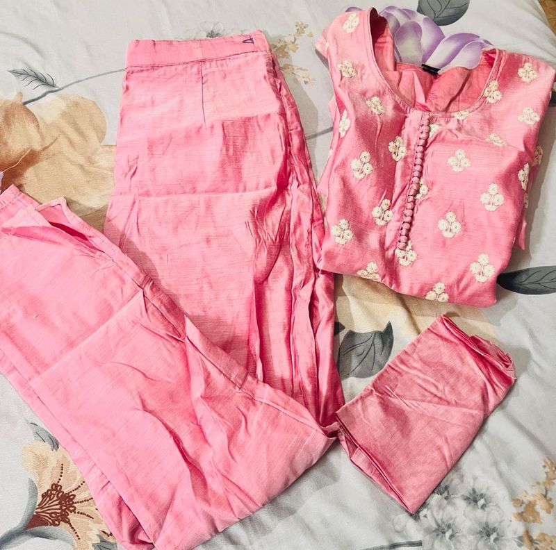 Pink Embroidered coord set