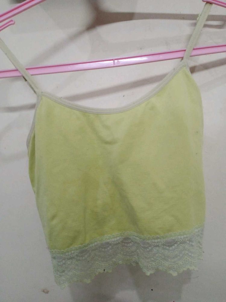 Light Yellow Camisole with Lace Trim