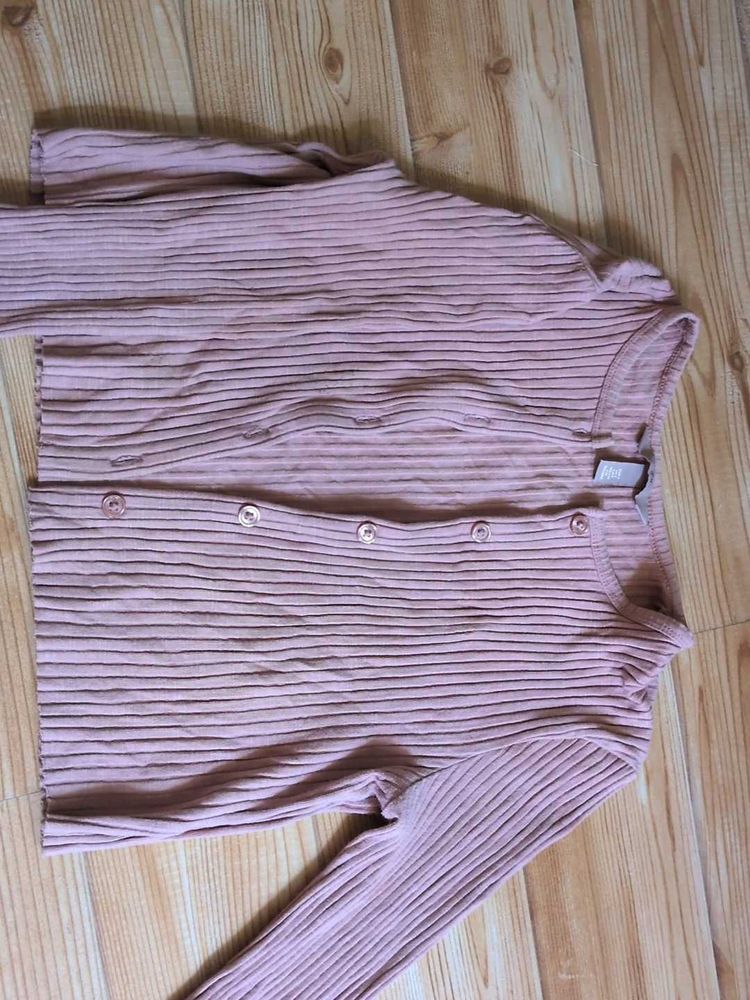 Pink Ribbed full sleeve top