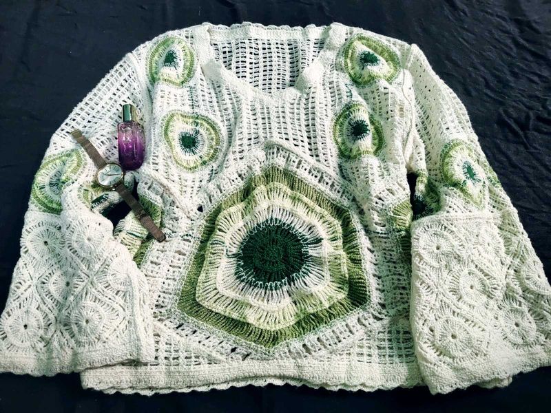 Boho Crochet Knit Sweater Top