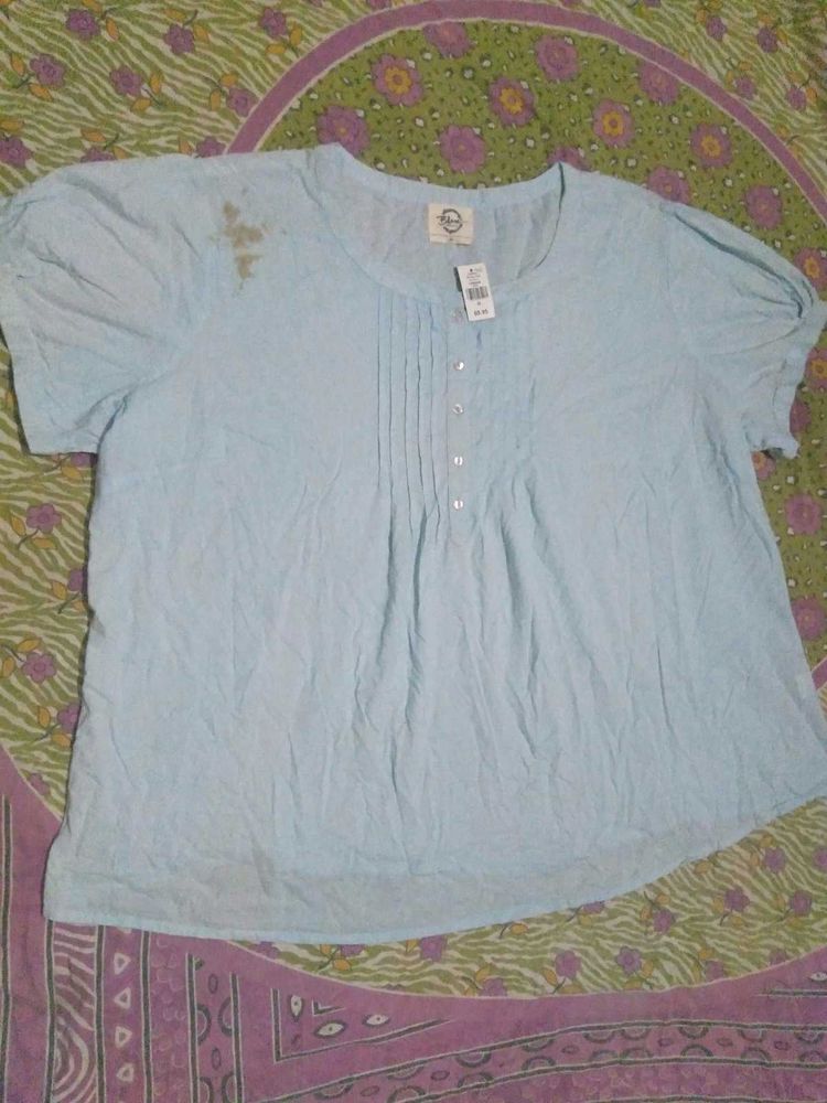 Light Blue Puff Sleeve Top