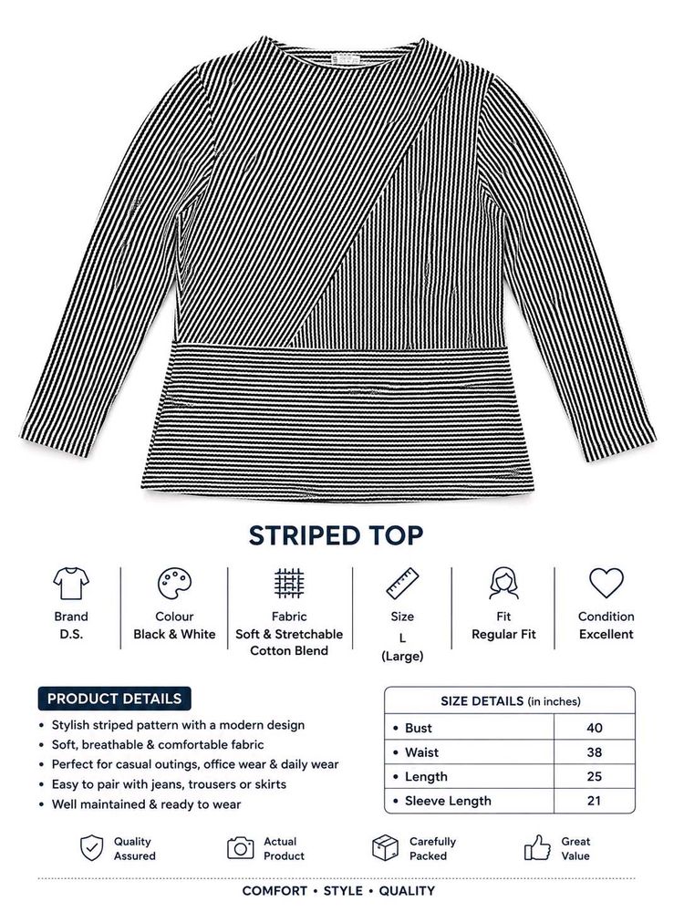 Stylish Striped Long Sleeve Top