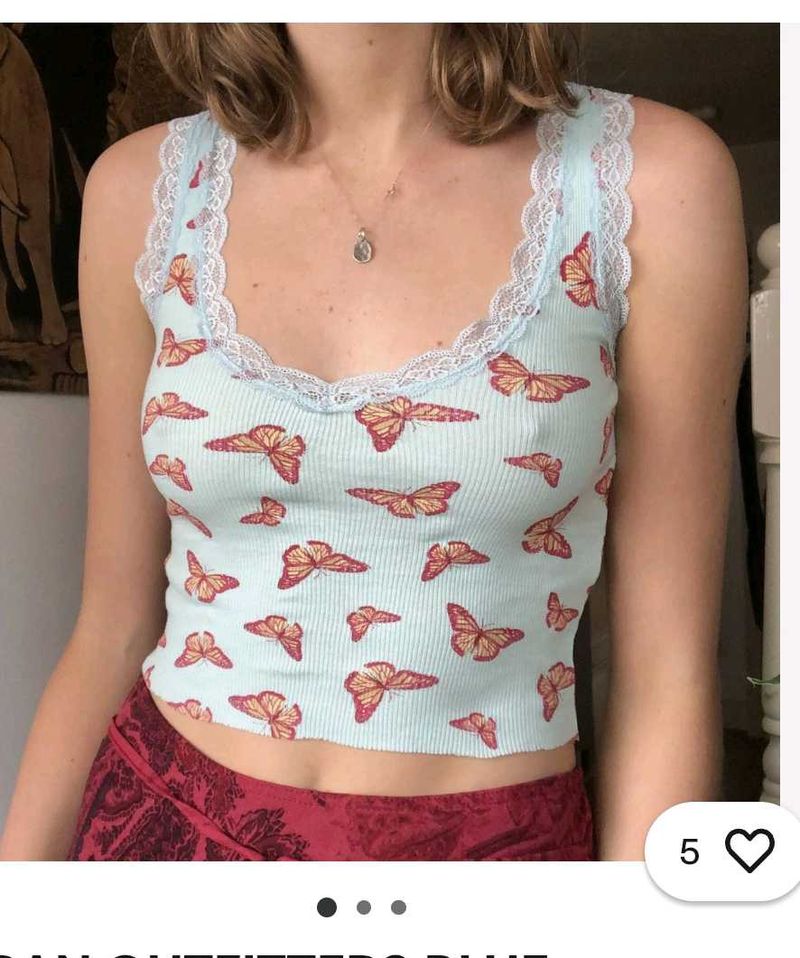 Cute Butterfly Print Cropped Tank Top