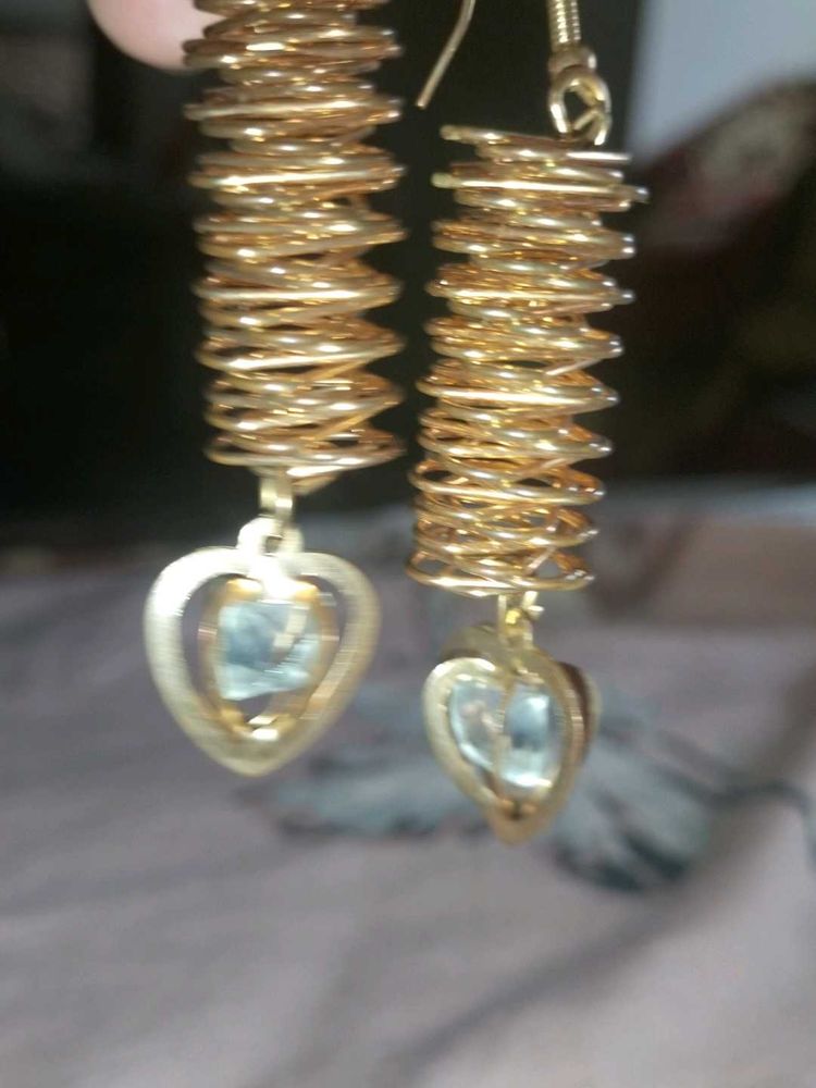 Vintage Gold Coil Heart Earrings