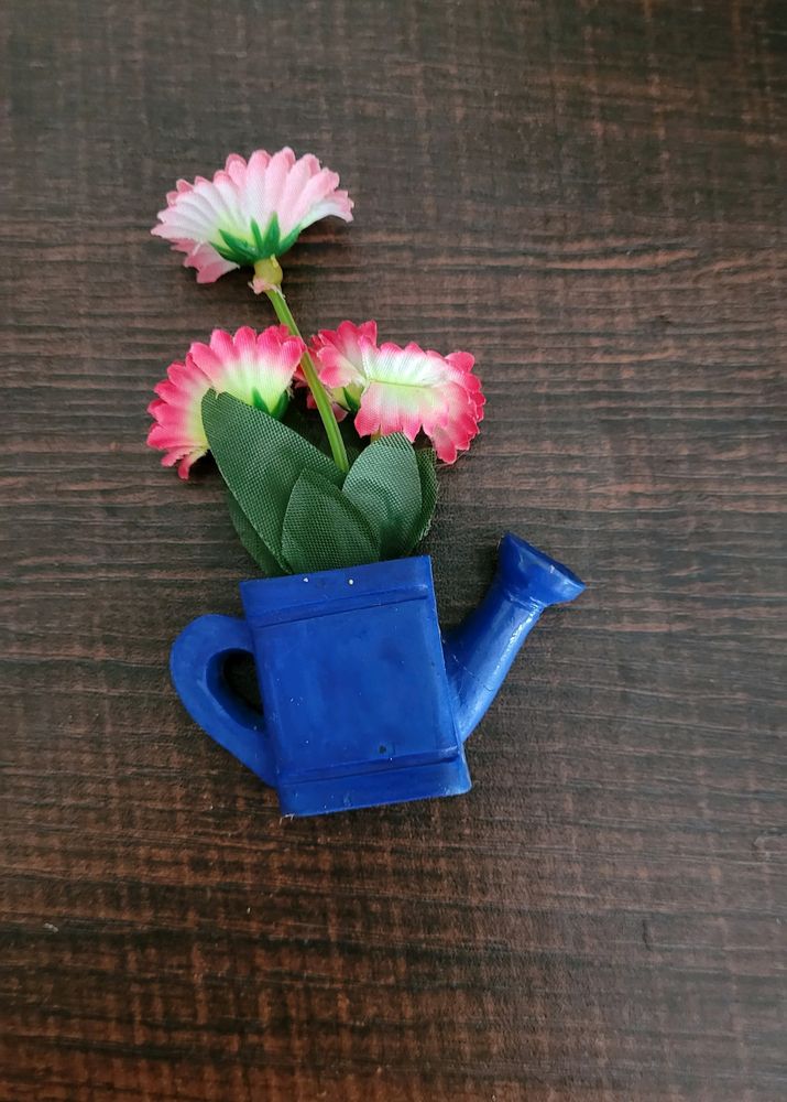 Flower Pot Poly Resin Fridge Magnet Blue Colour