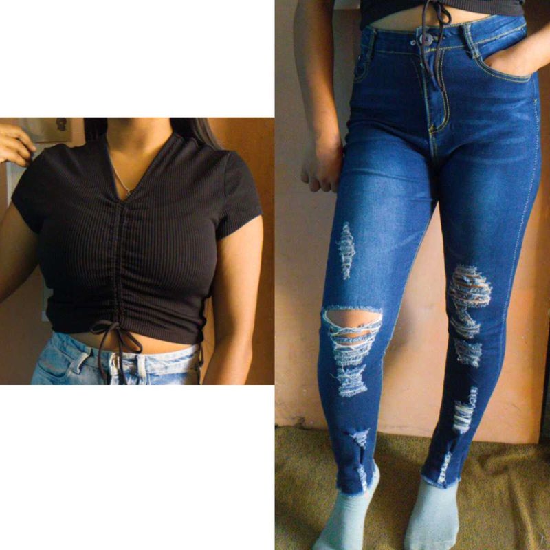 ❤️Black Crop Top &amp; Jeans Combo set❤️