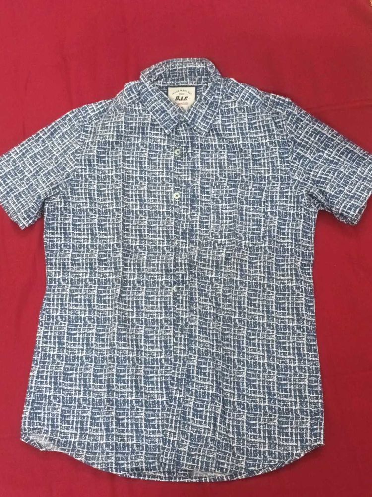 Men's Blue &amp; White Checkered Shirt