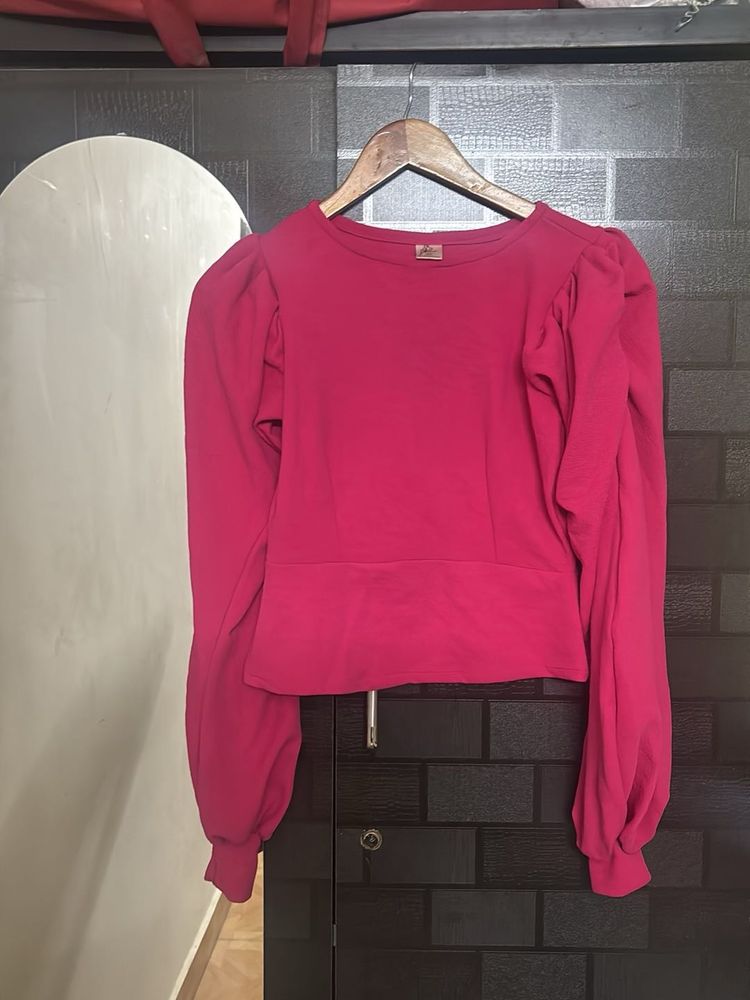 Hot Pink Puff Sleeve Top