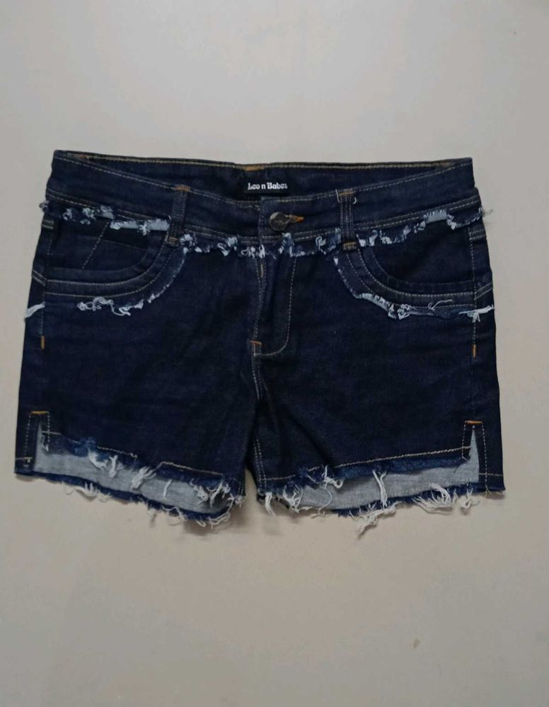Navy Blue Dark Denim Shorts