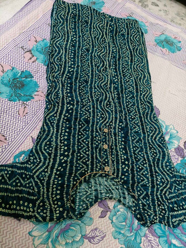Green Printed Kurta