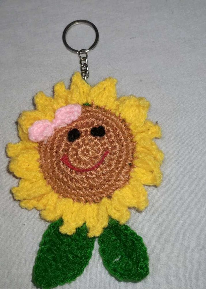 Cute Crochet Sunflower Keychain