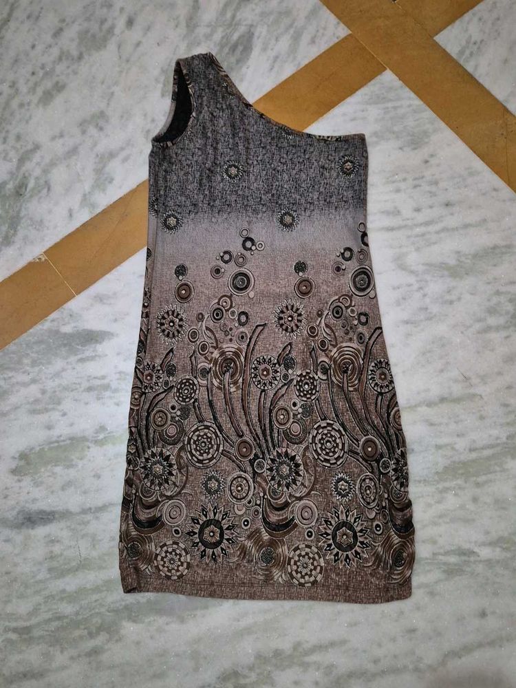Stylish One-Shoulder Printed Dress