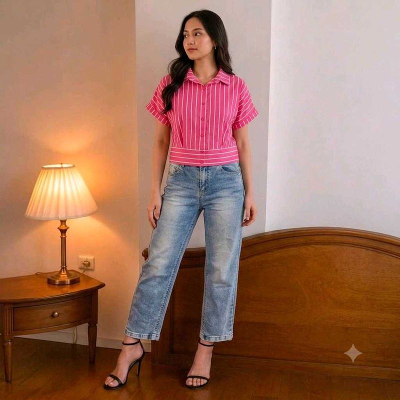 combo Pink Striped Button-Up Shirt