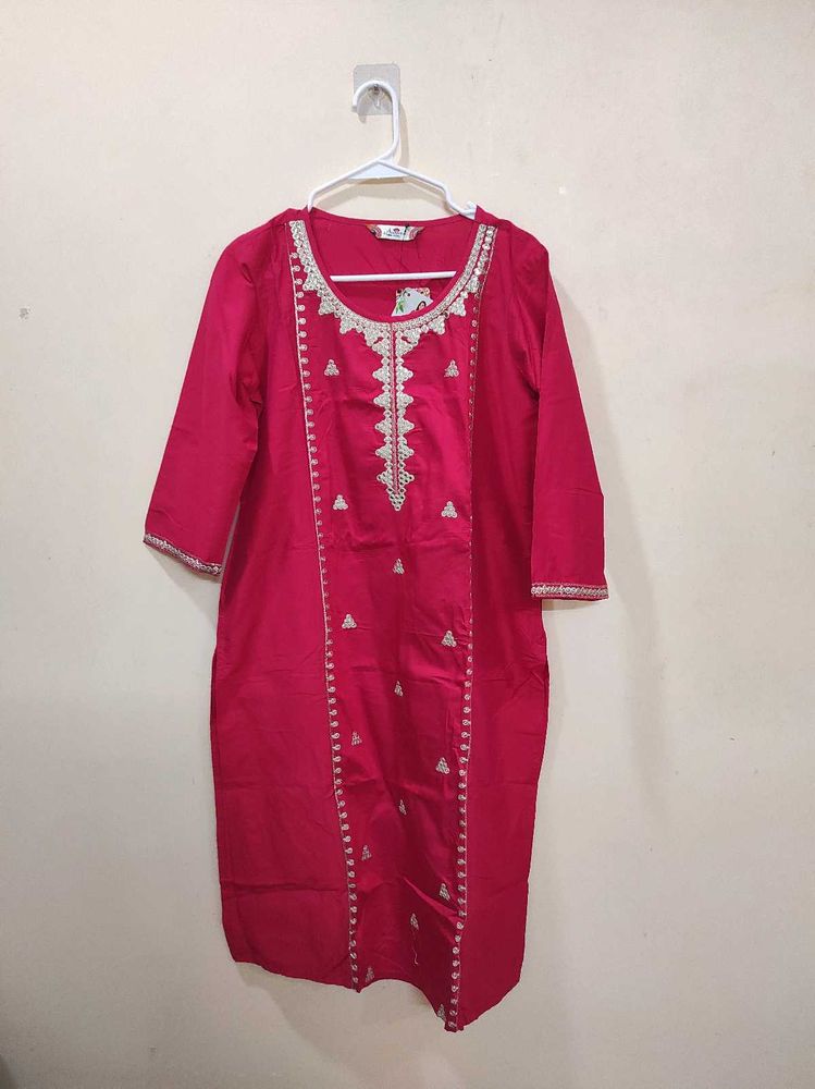Beautiful Red Embroidered Kurta
