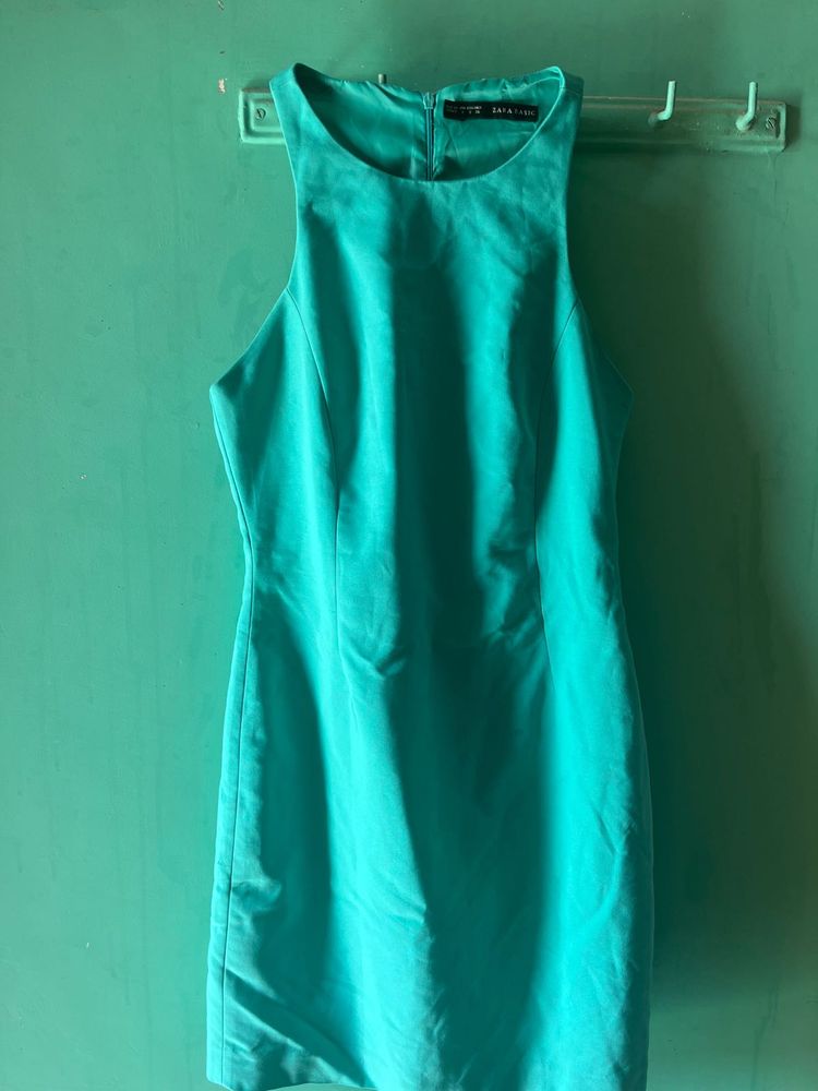 Aqua Blue Sleeveless Sheath Dress