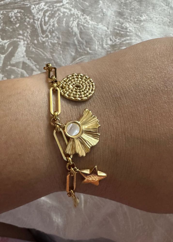 Gold Charm Bracelet with Star &amp; Sun