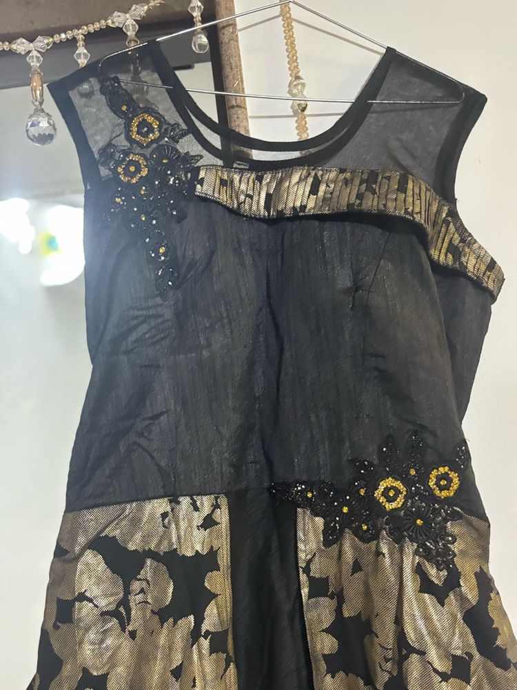 Black &amp; Gold Embellished Party Dress