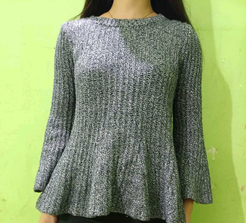 Gray Peplum Knit Top