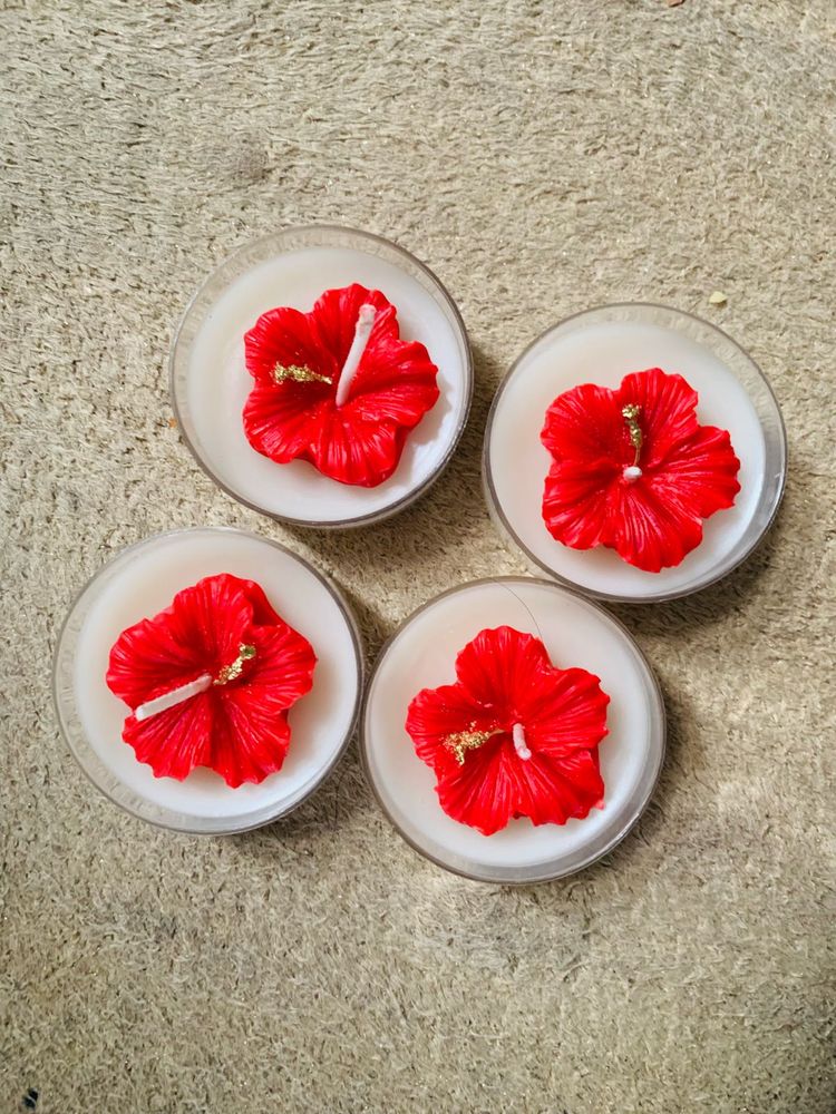 4 pcs jumbo hibiscus candle