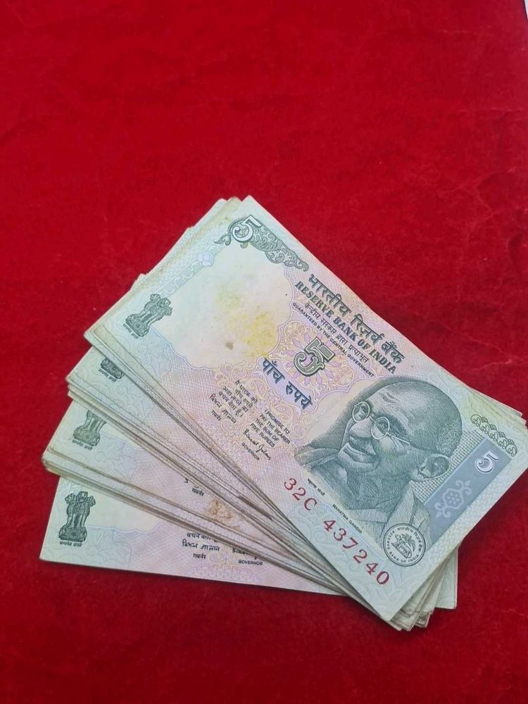 five rs 50 pcs Authentic 5 Rupee Indian Banknote