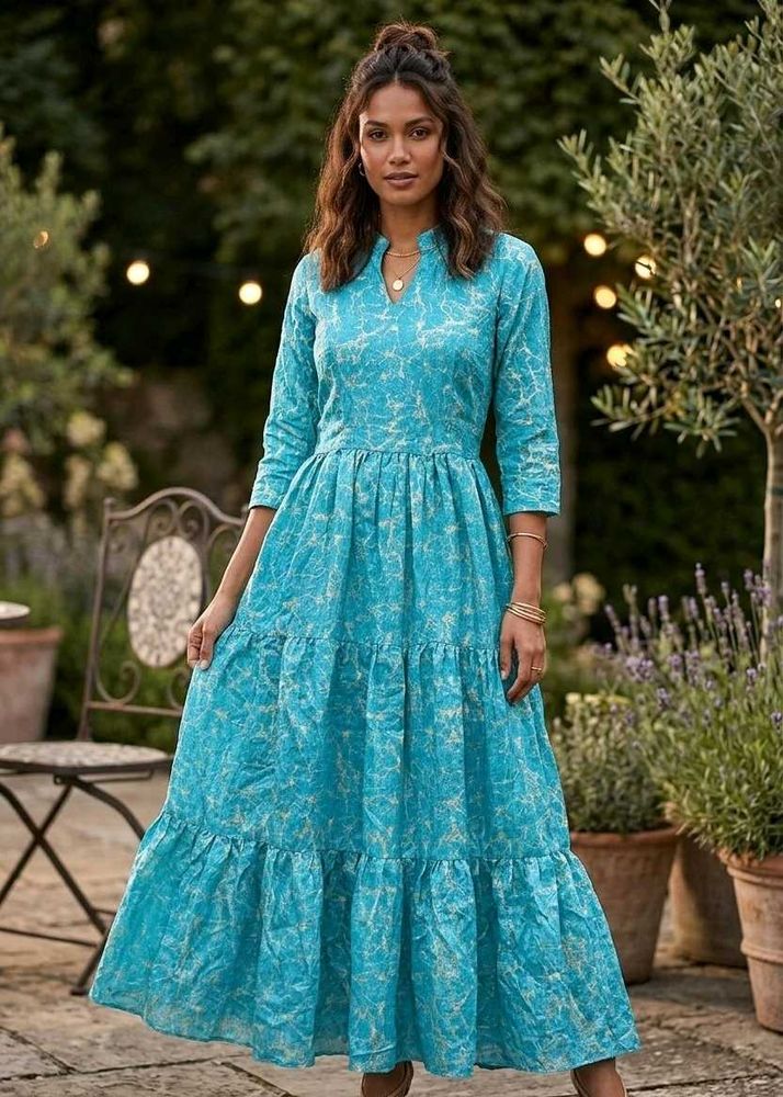 New Chic Teal Tiered Maxi Dress