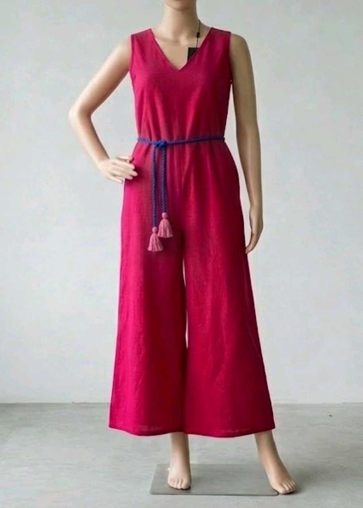 Sleeveless Jumpsuit Rani pink colour