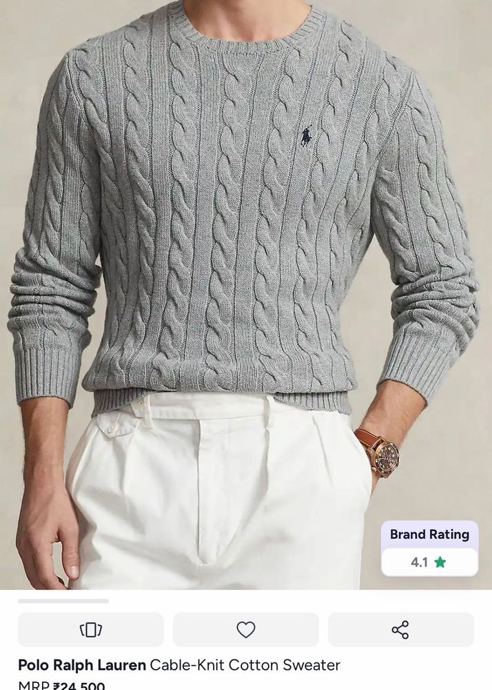 Polo Ralph Lauren Cable Knit Grey Sweater