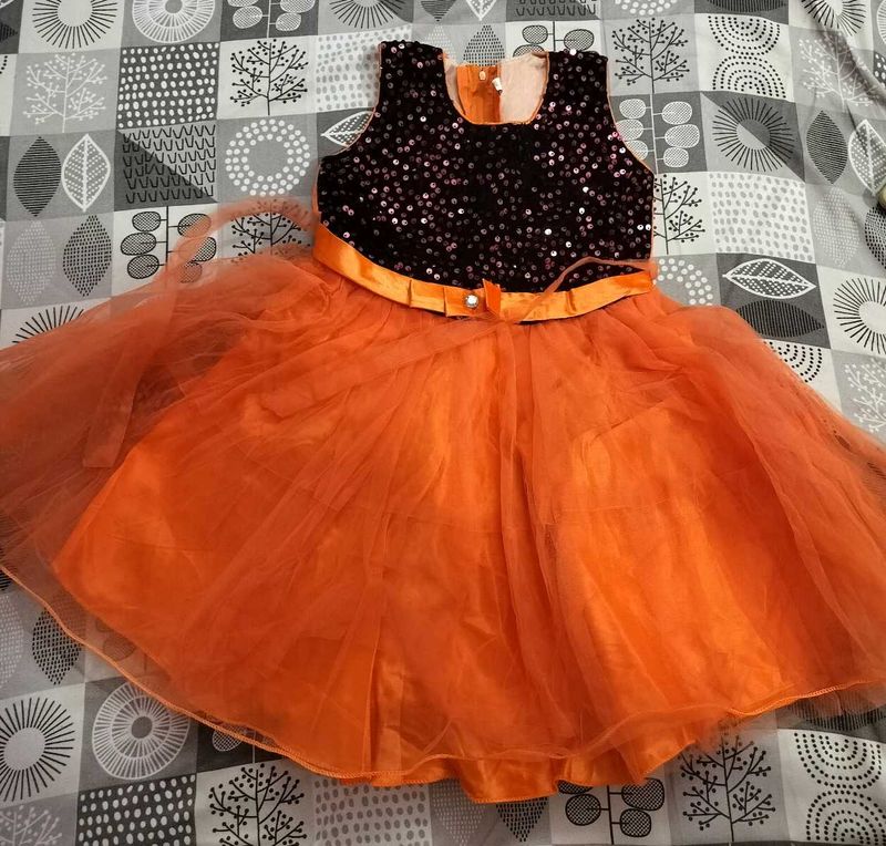 Sparkling Orange Tulle Dress