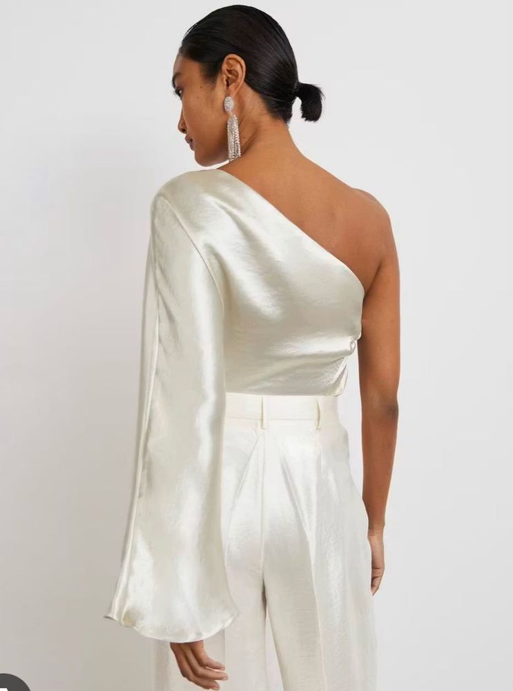Satin One-Shoulder Top