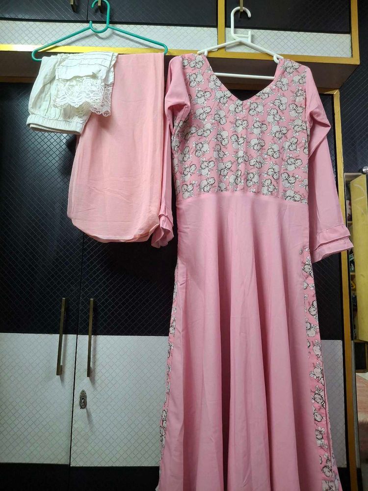 Pink Floral Kurti Set