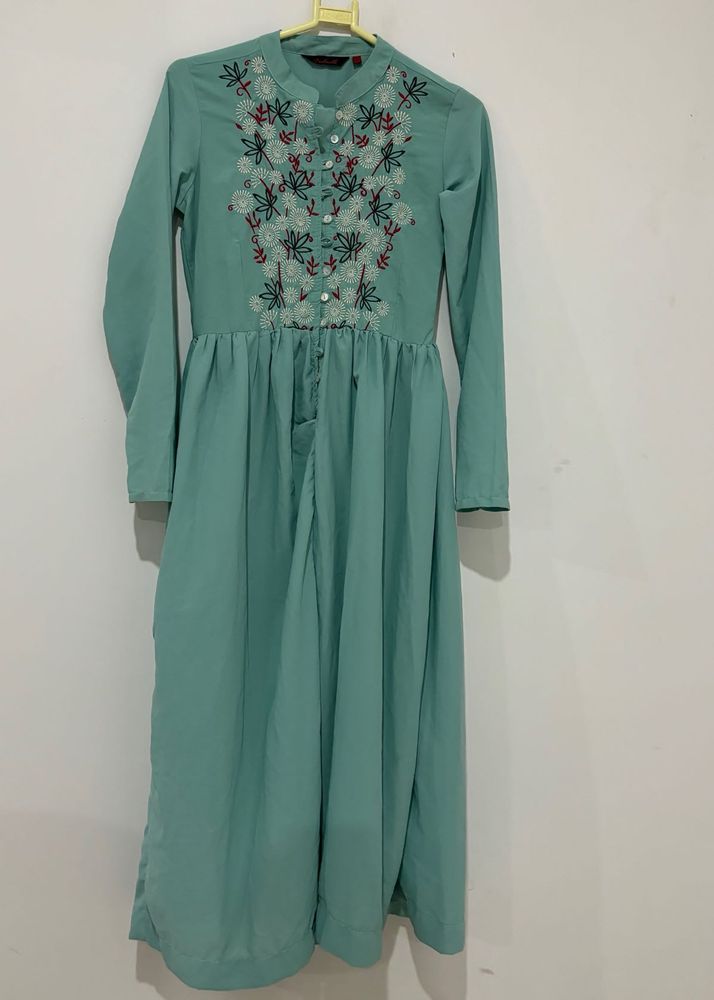 Embroidered Teal Kurta