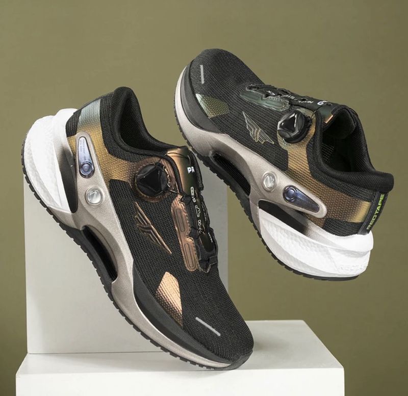 Stylish Black &amp; Gold Sports Shoes