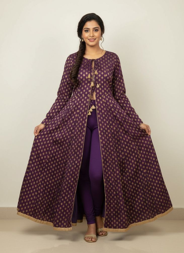 Purple &amp; Gold Anarkali Dress