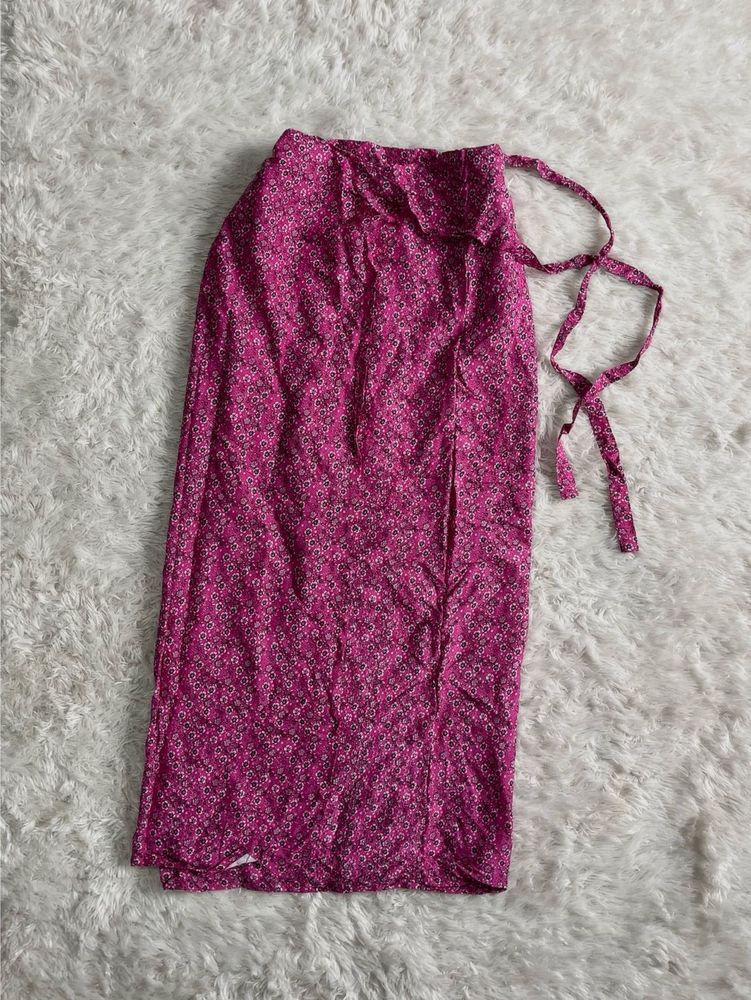 Pink Floral Wrap Skirt