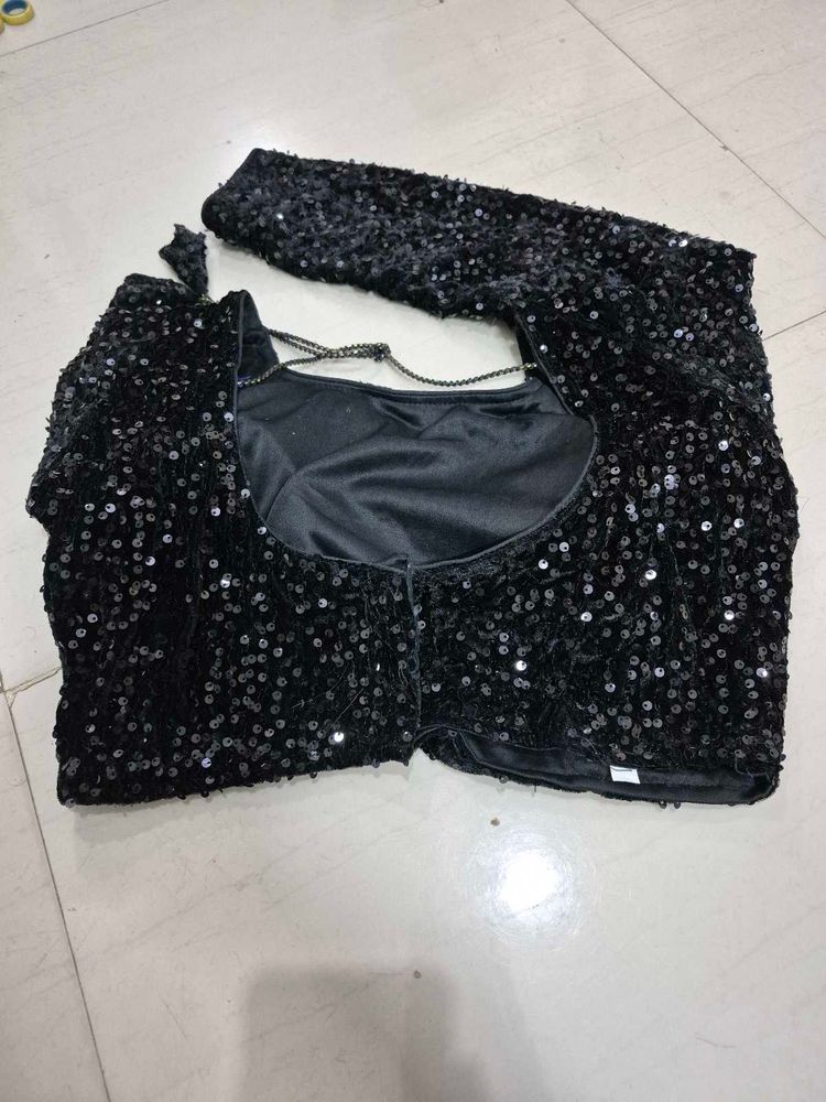 Sparkling Black Sequin Blouse