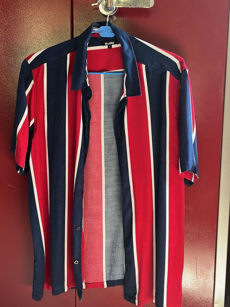 ZUDIO Men's Striped Short Sleeve Shirt