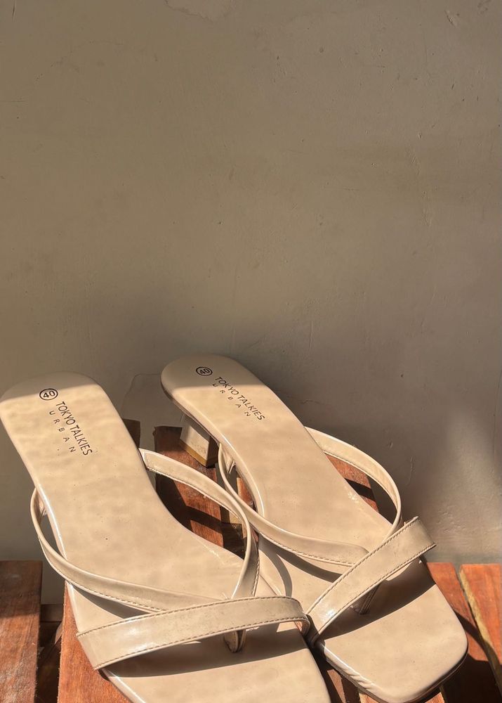 Stylish Beige Heeled Sandals