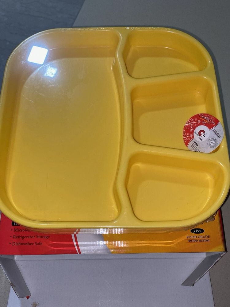 Sealed Pack 6 Yum Yellow Plates Set -Microwave Saf