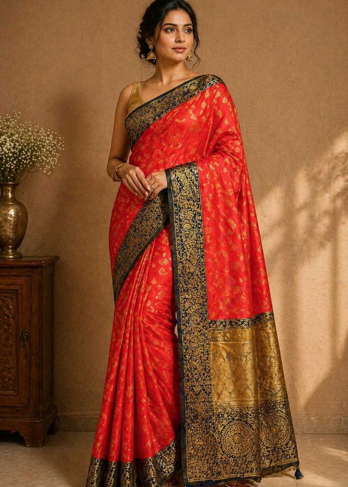 New/Unused Red Silk Saree