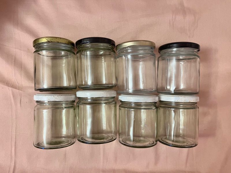 set of 8 glass jars
