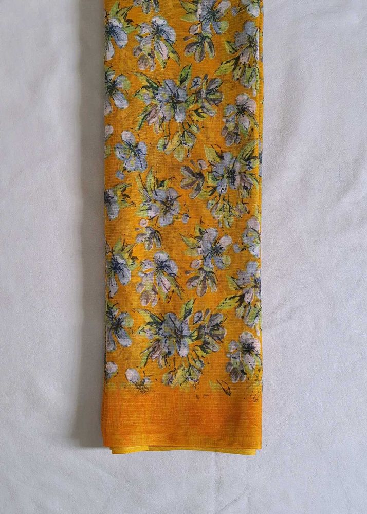 yellow Color Floral Print Saree