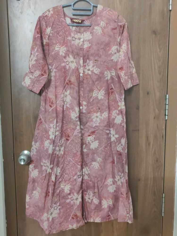 Pink Floral Print Kurta