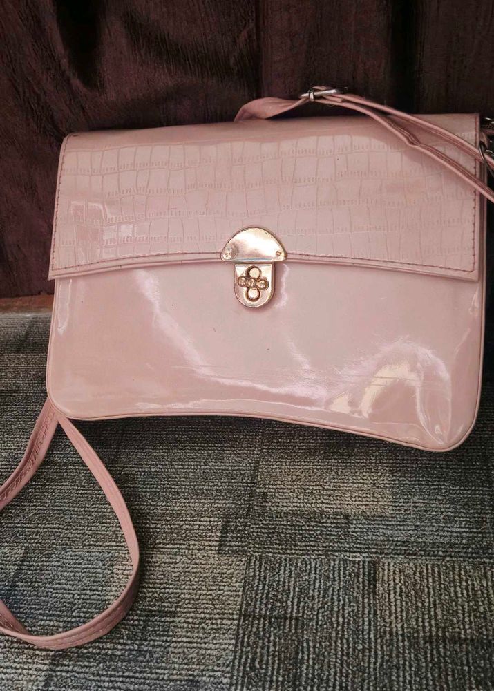 Chic Pink Patent Croc Handbag