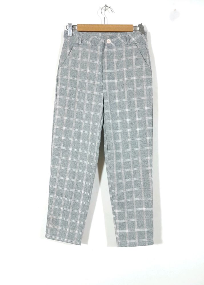 Plaid High Rise Women Trousers
