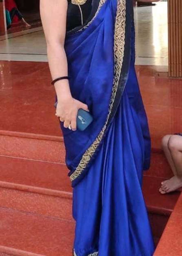 Royal Blue Saree with Gold Border