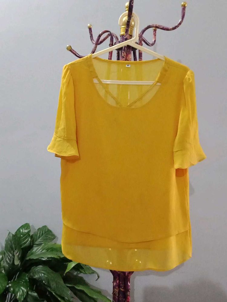 Vibrant Yellow Chiffon Top