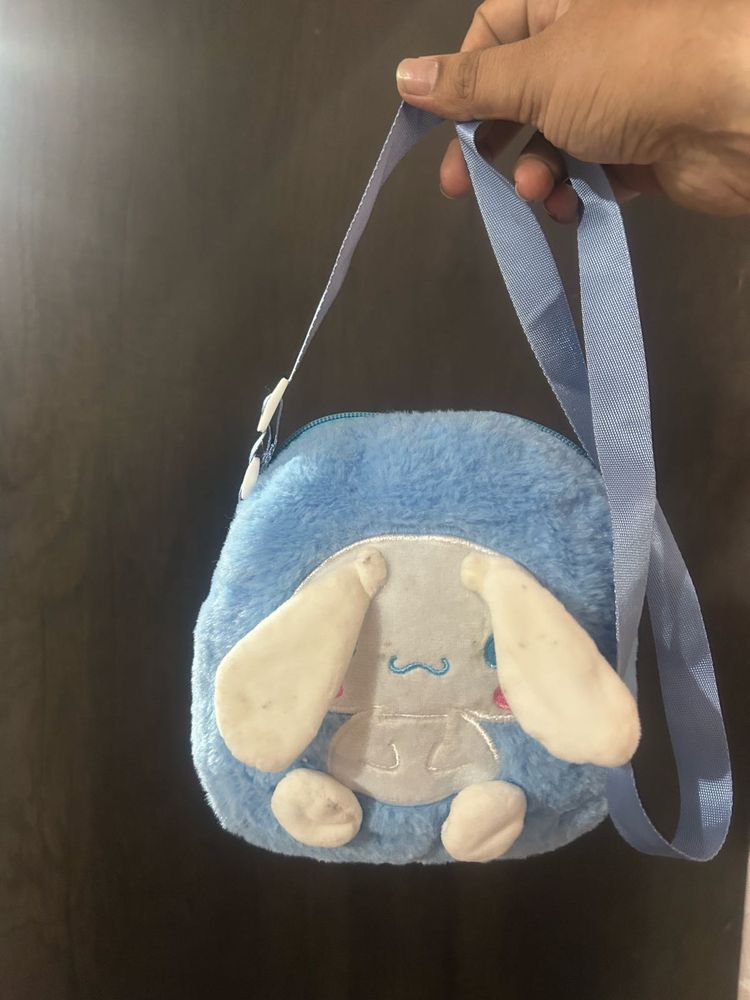 Cute Blue Plush Cartoon Crossbody Bag