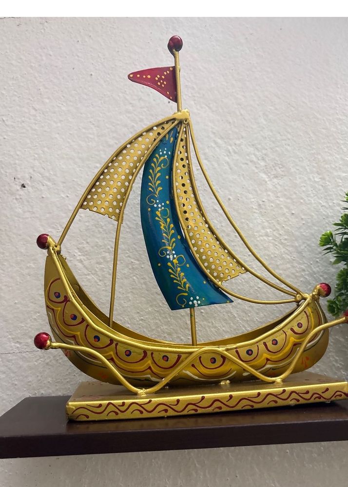Decorative Metallic Sailboat Showpiece