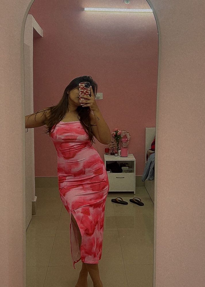 SALE - Pink Reddish Sleeveless Midi Dress