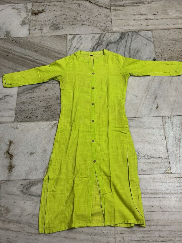 Vibrant Green Cotton Kurta